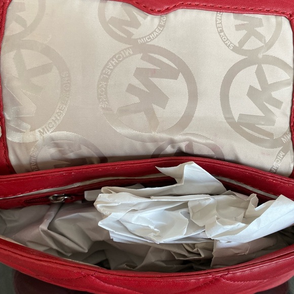 Michael Kors Red Quilted Clutch with Chain - Picture 5 of 5